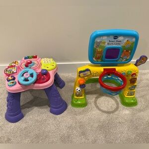 Two VTech Interactive Play Centers: Magic Star Learning Table & Sports Center